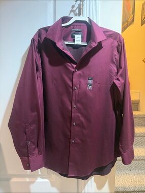 XL Stafford Men's Long-Sleeve Dress Shirt - Wine/Burgundy-17.5 34/35